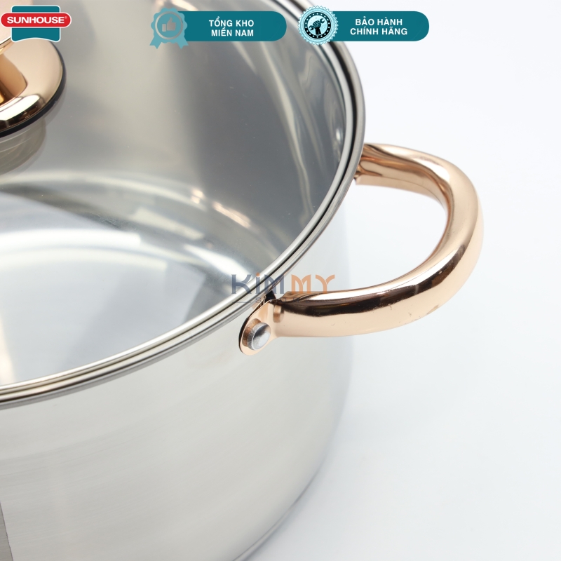 Bộ 3 nồi INOX đáy 5 lớp quai gold Sunhouse SH781